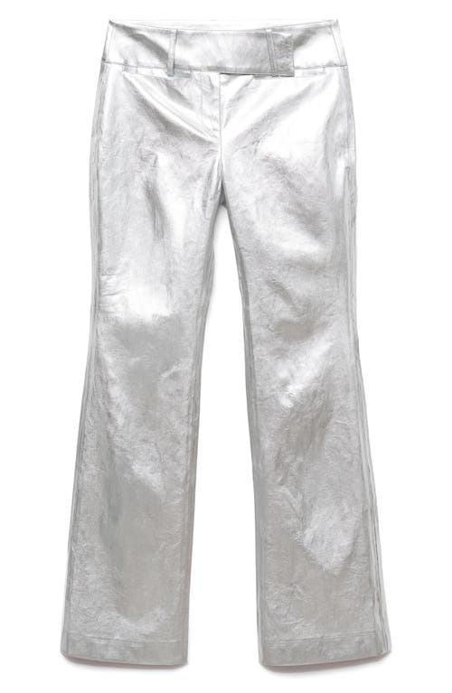 Mango Metallic Leather-effect Pants Silver In Silver