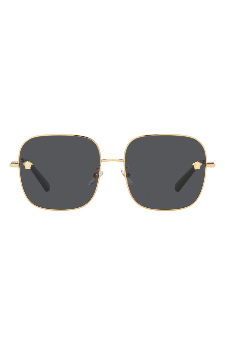 Versace 59mm Square Sunglasses, Main, color, Dark Grey/ Gold