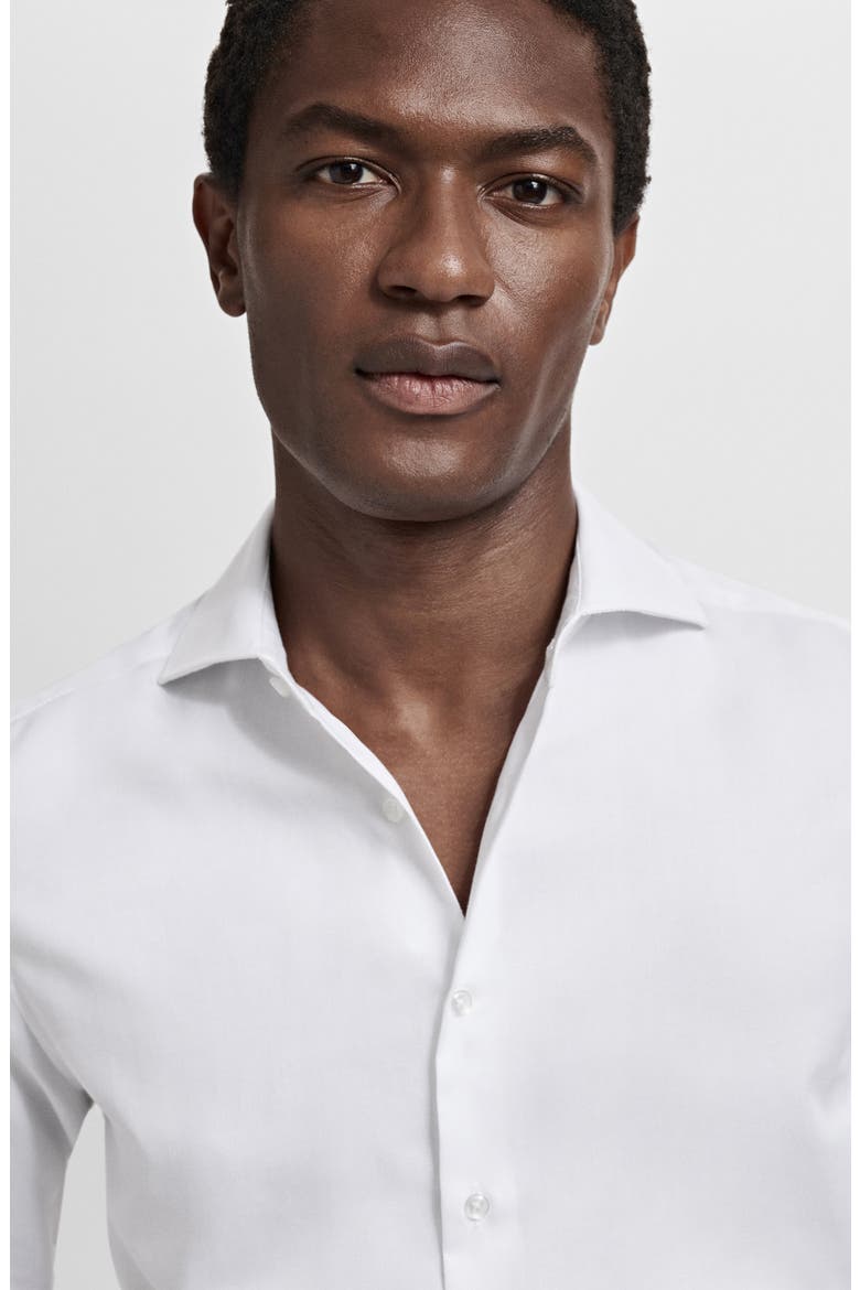 Slim Fit Cotton Suit Button-Up Shirt, Alternate, color, WHITE