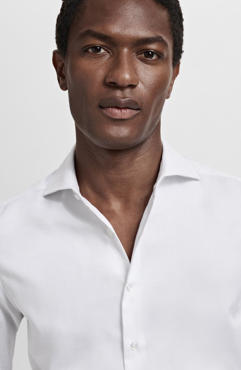 MANGO Slim Fit Cotton Suit Button-Up Shirt, Alternate, color, White