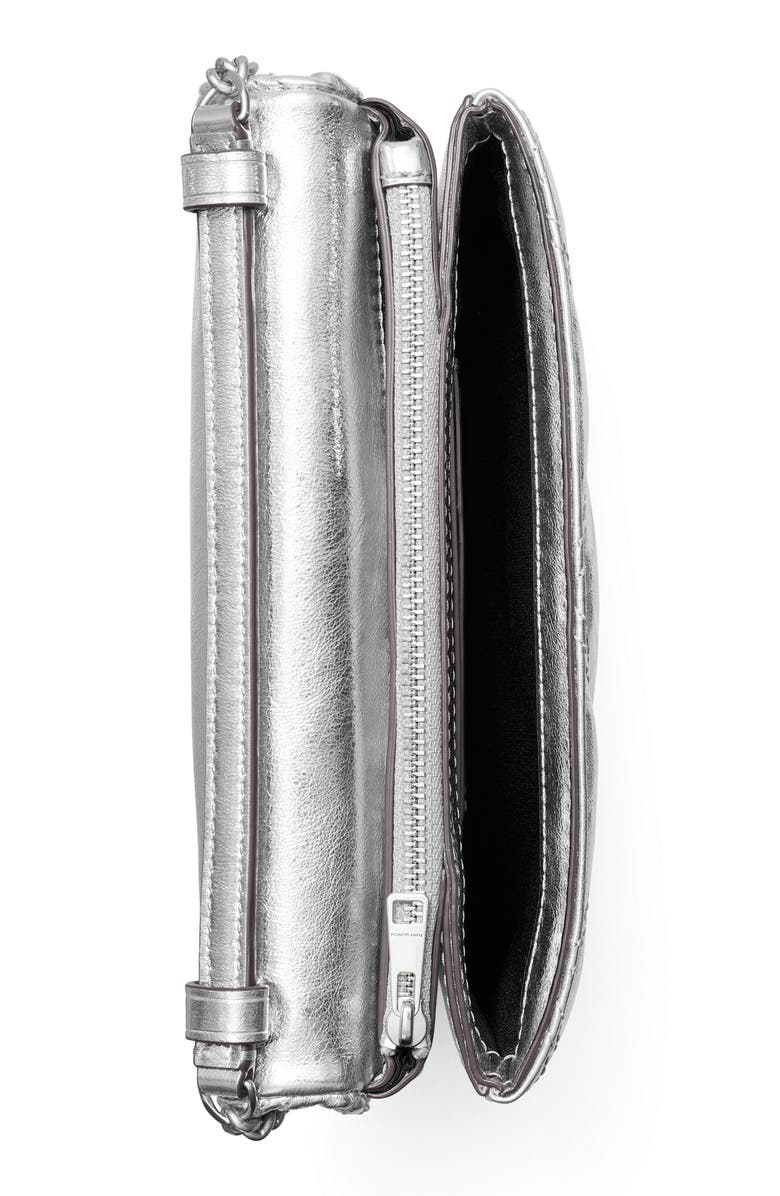 Tory Burch Kira Diamond Quilted Metallic Leather Wallet on a Chain, Alternate, color, 