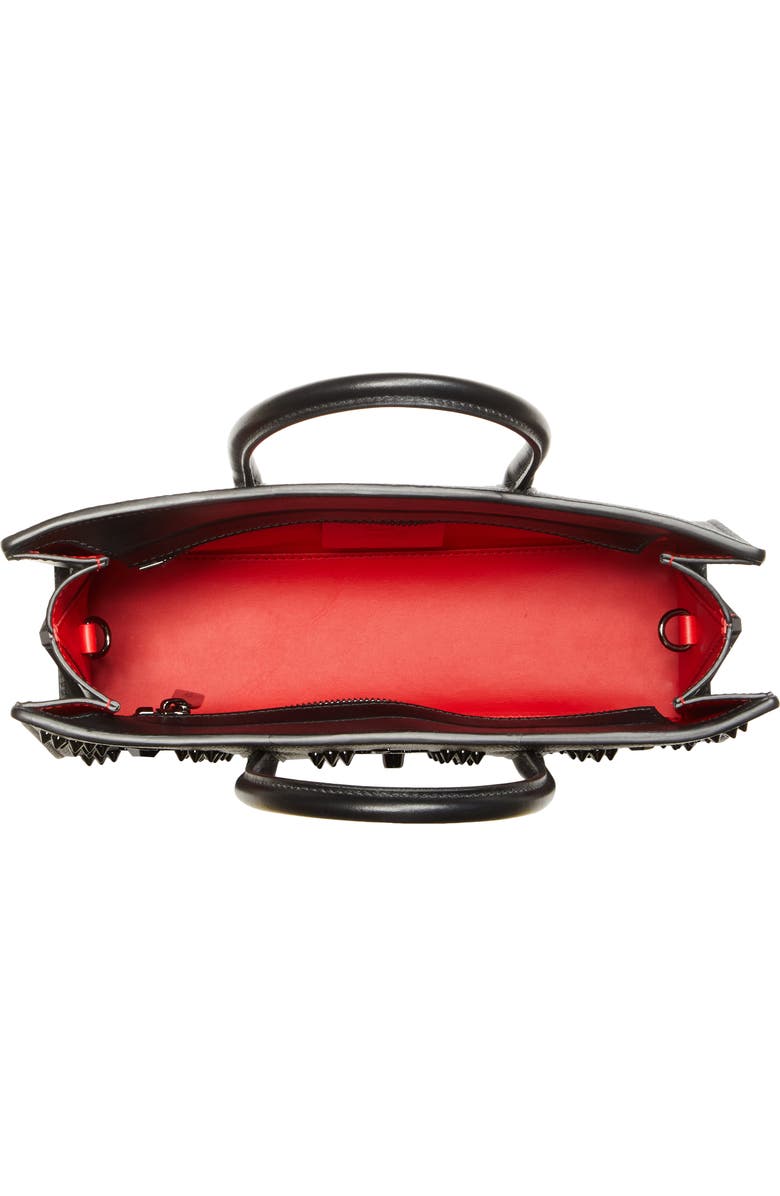 Christian Louboutin Paloma Loubinthesky Stud Calfskin Baguette Bag, Alternate, color, Cm53 Black/ Black