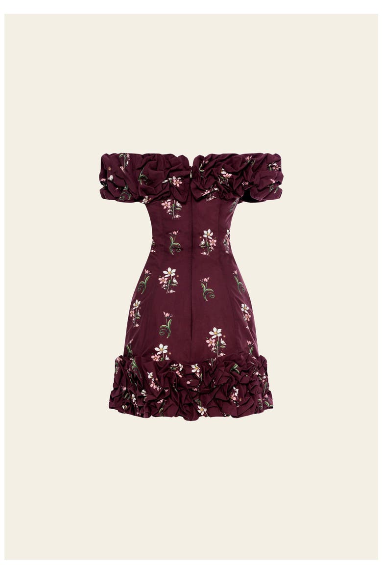 Jardin Noche Mini Dress, Alternate, color, Burgundy