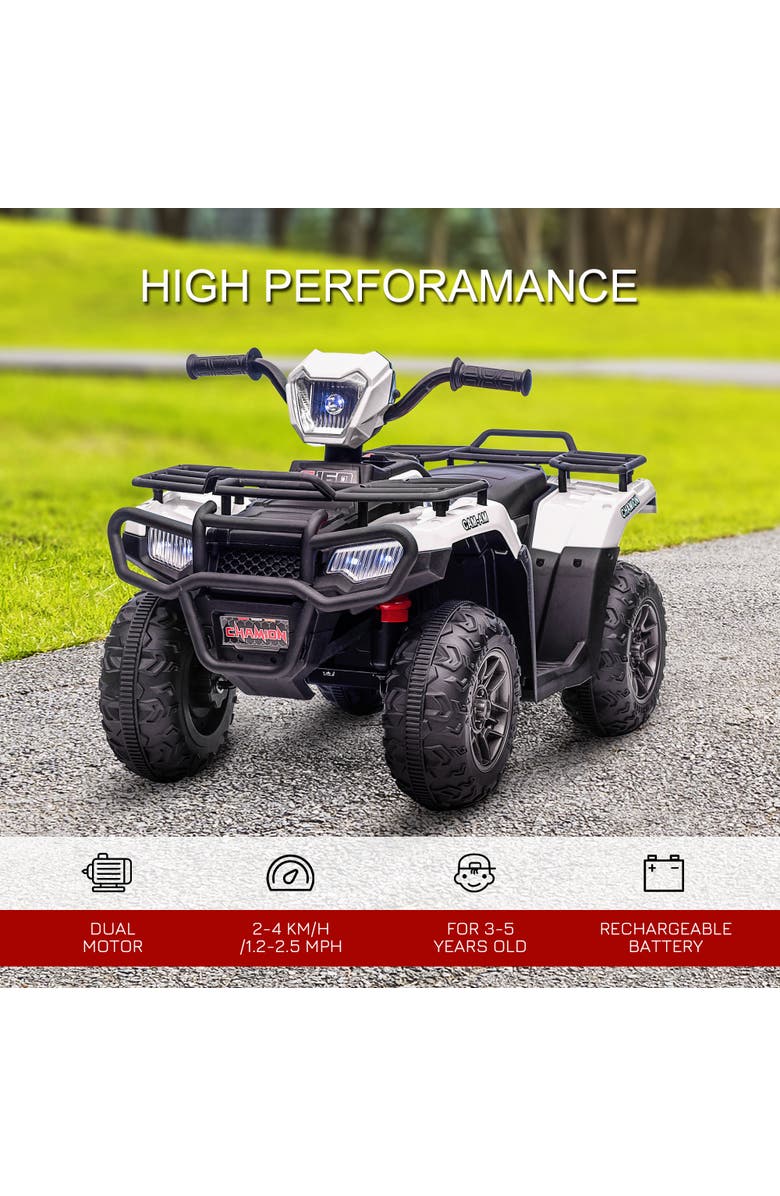 Aosom 12V Kids ATV 4 Wheeler with AUX, USB, Wear-Resistant Tread, Alternate, color, White