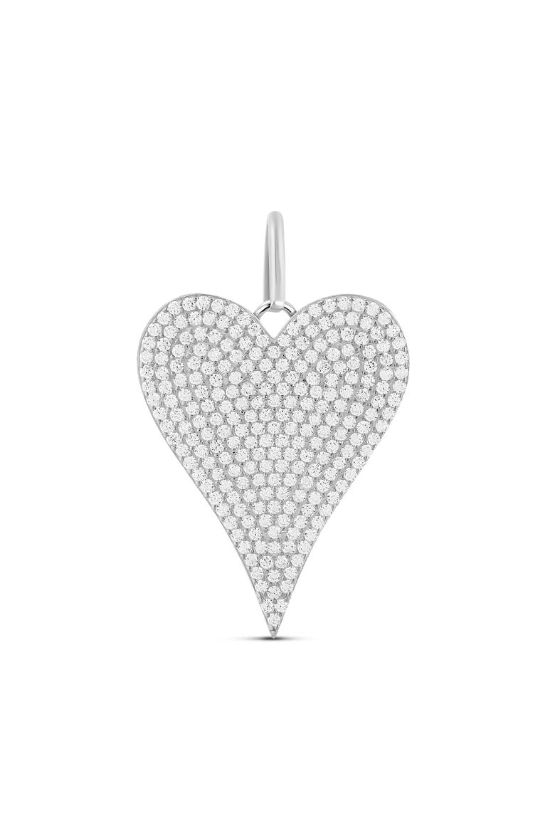 Pavé Heart Charm, Main, color, SILVER/ WHITE