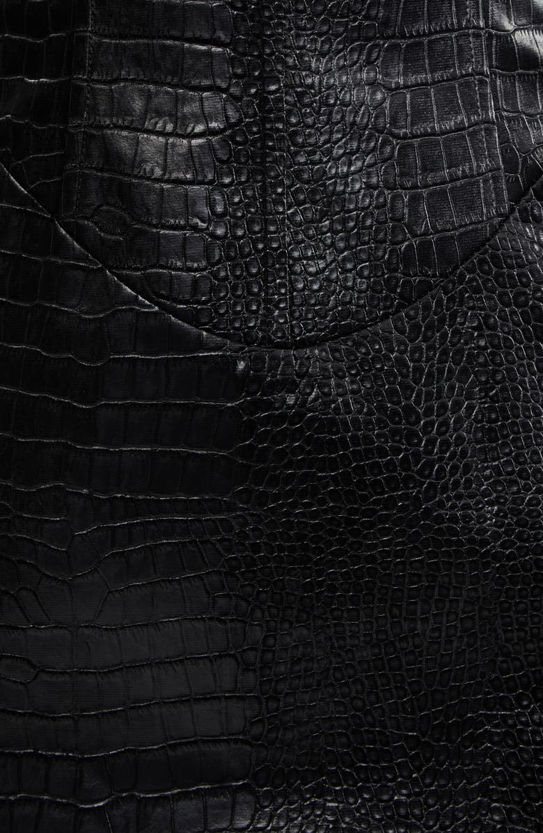 KIM SHUI Croc Embossed Faux Leather Minidress, Alternate, color, Black