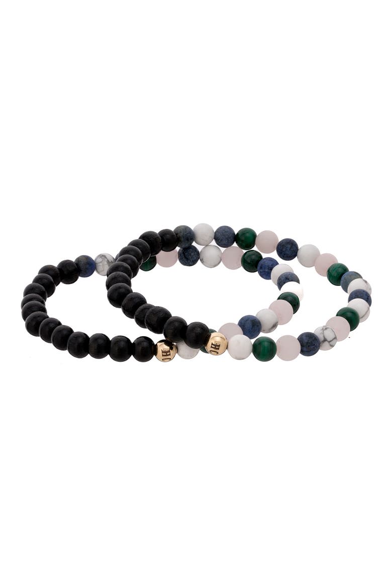 Men's N91 Mental Focus Set of 2 Healer's Bracelets, Alternate, color, BLACK