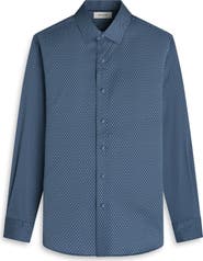 Bugatchi Julian Shaped Fit Shell Print Stretch Cotton Button-Up Shirt