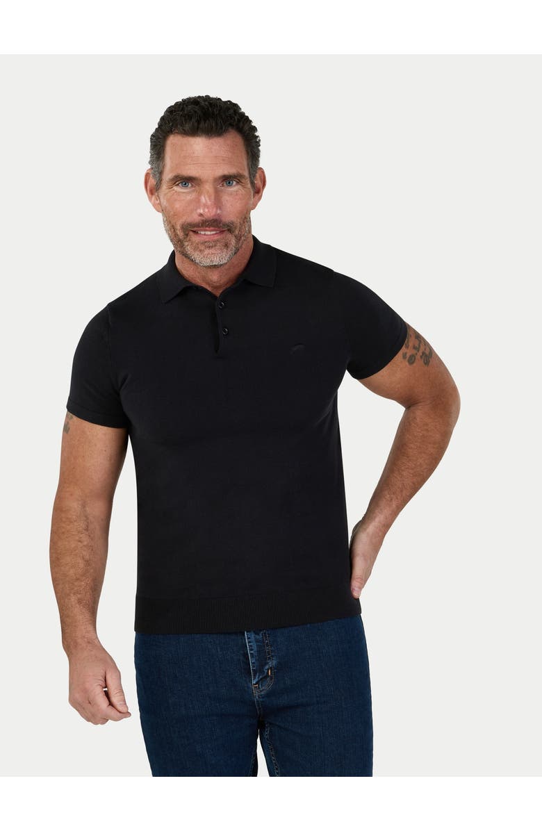 Raging Bull Short Sleeve Knitted Polo Shirt, Main, color, Black