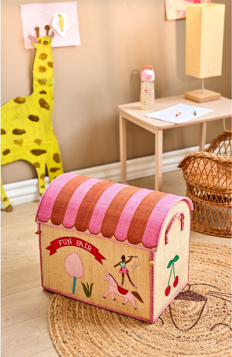 10004222 Raffia Storage Baskets Fun Fair Set 3pc, Alternate, color, Pink