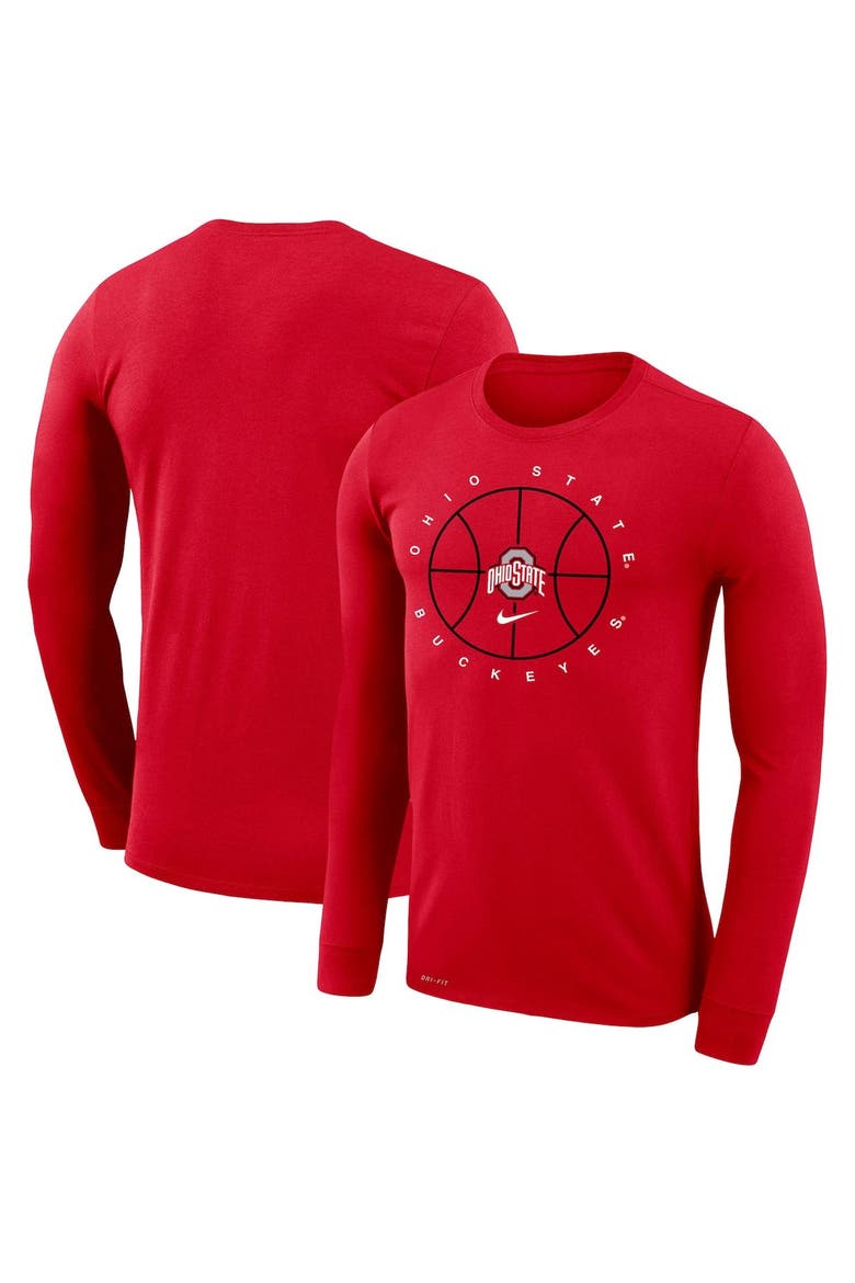 Men's Nike Red Ohio State Buckeyes Basketball Icon Legend Performance Long Sleeve T-Shirt, Alternate, color, Scarlet
