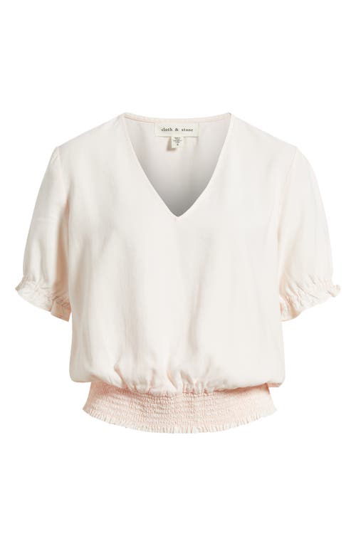 Cloth & Stone Smocked Waist Top In White