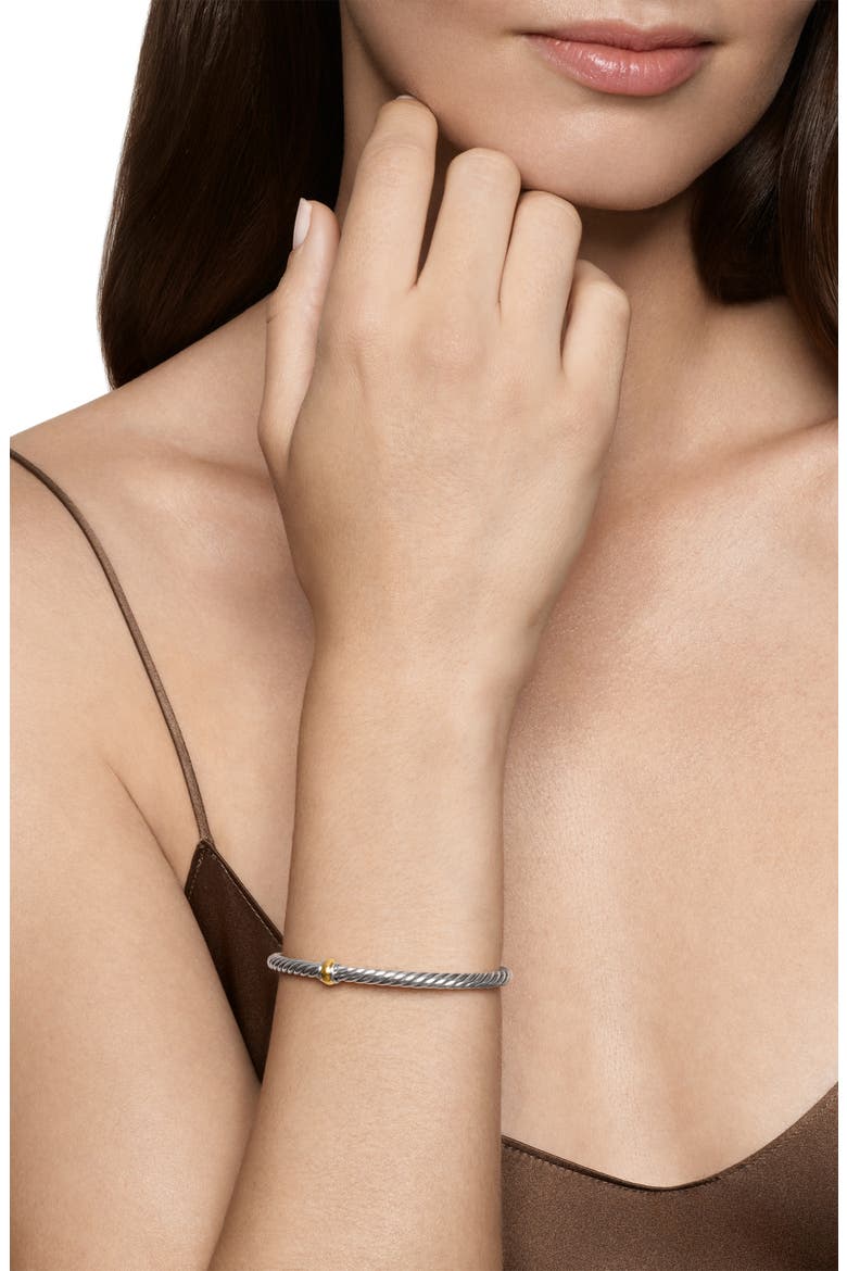Cable Flex Station Bracelet in Sterling Silver with 14K Yellow Gold, 4mm, Alternate, color, SILVER/ GOLD