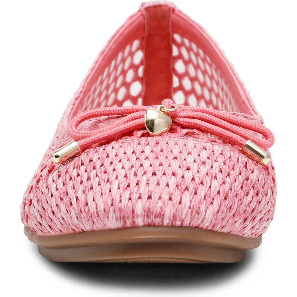 Anne Klein Luci Cap Toe Ballet Flat In Pink Raffia
