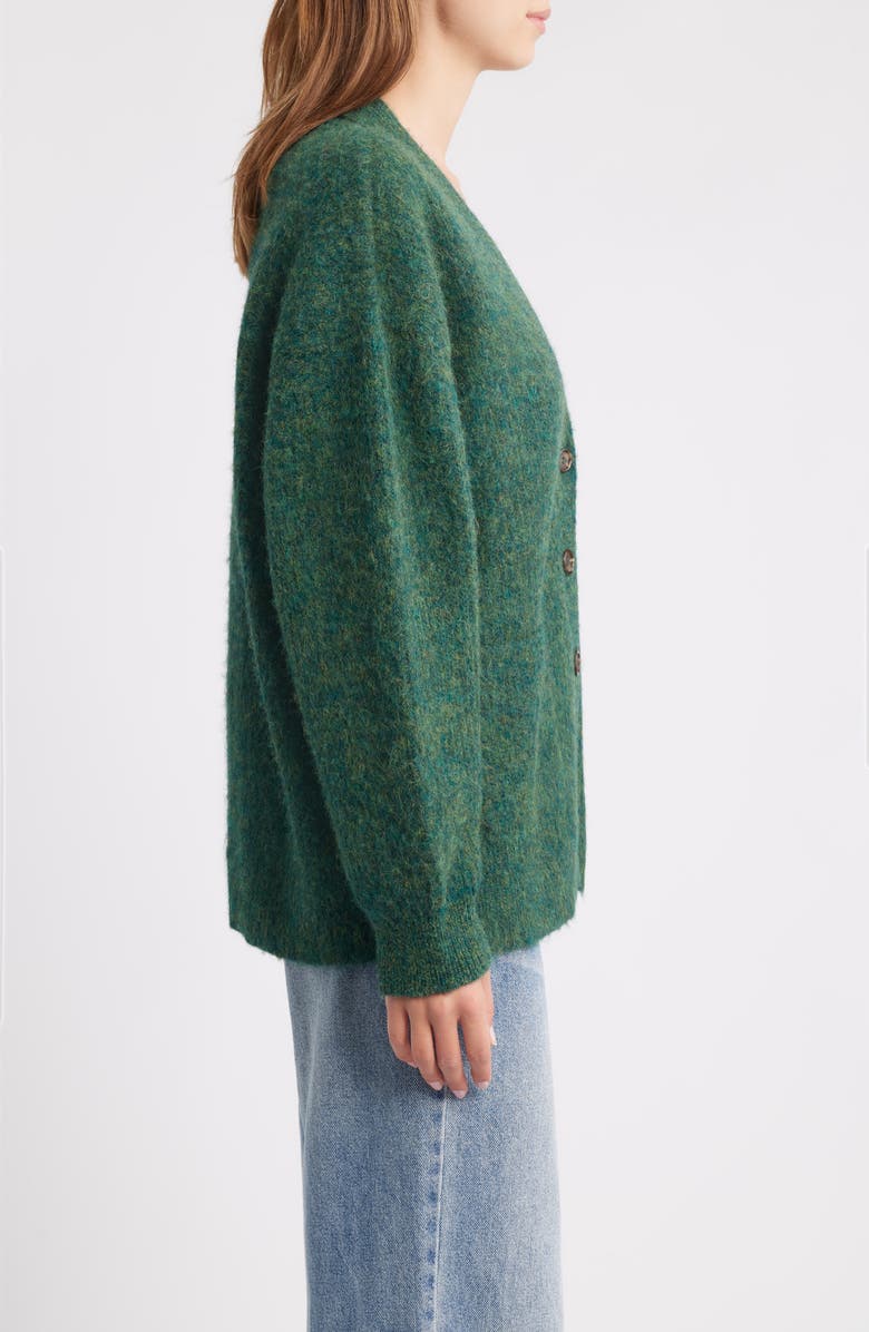 THE GREAT. The Brushed Melange Cardigan, Alternate, color, Meadow Green