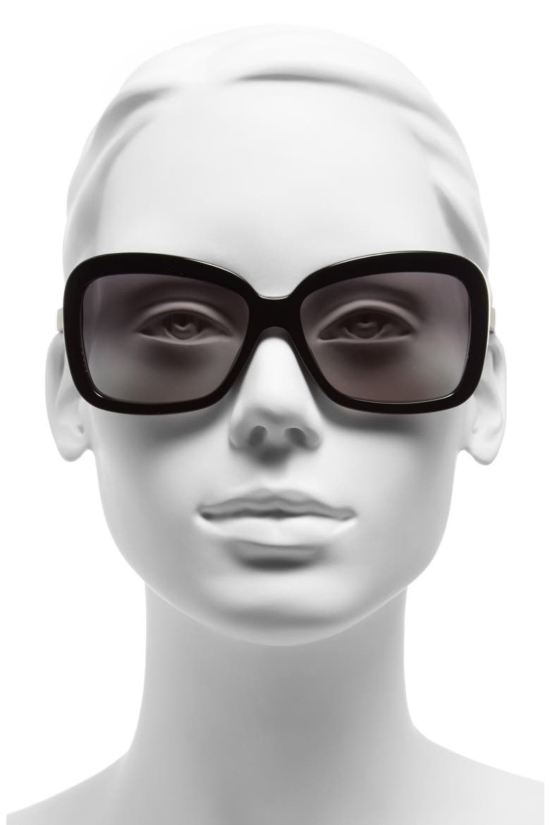 58mm Retro Sunglasses, Alternate, color, BLACK