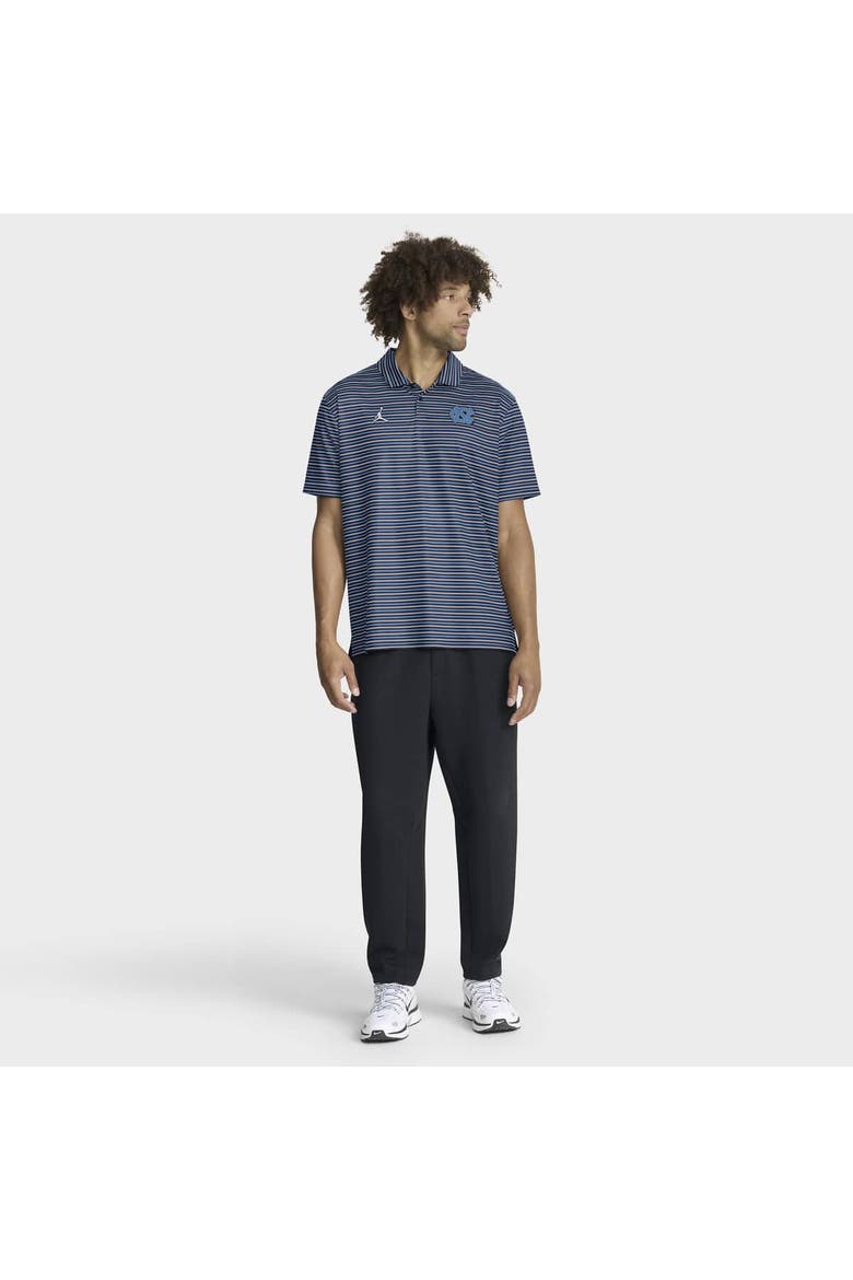 Men's Jordan Brand Carolina Blue North Carolina Tar Heels 2025 Coaches Premium Tour Stripe Dri-FIT Polo, Alternate, color, Light Blue