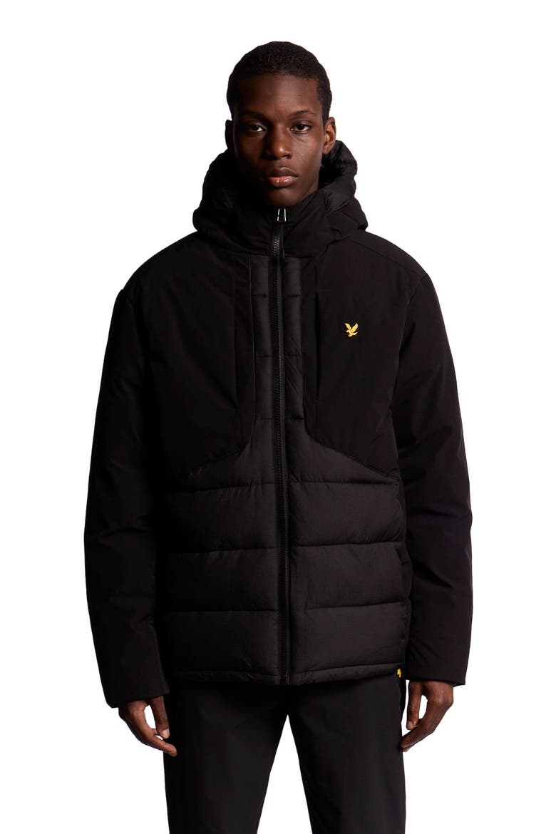 Wadded Hybrid Hooded Jacket, Alternate, color, Jet Black