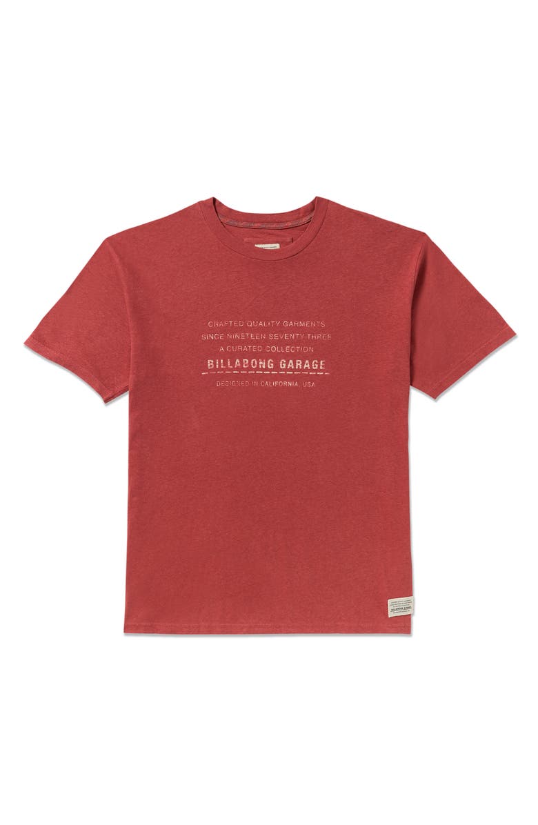 Billabong The Label Garage Cotton & Hemp Graphic T-Shirt, Alternate, color, Burnt Red