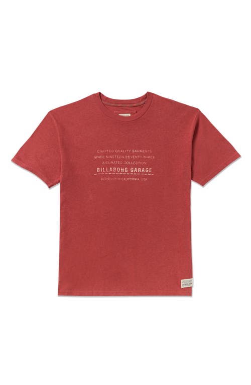 Billabong The Label Garage Cotton & Hemp Graphic T-shirt In Red
