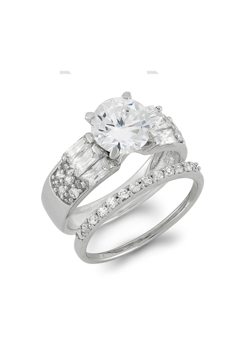 FZN Sterling Silver CZ Two-Piece Bridal Ring Set, Alternate, color, Silver