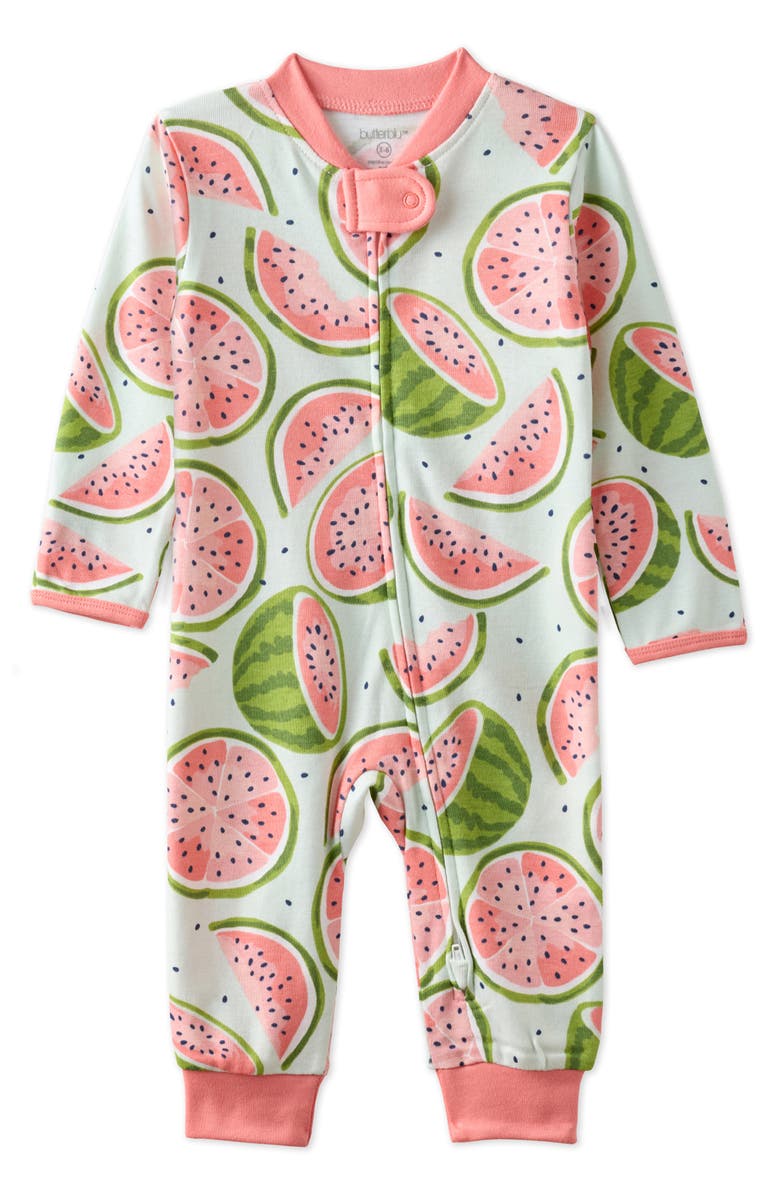 BUTTERBLU Shadow Organic Cotton Romper, Main, color, One In A Melon
