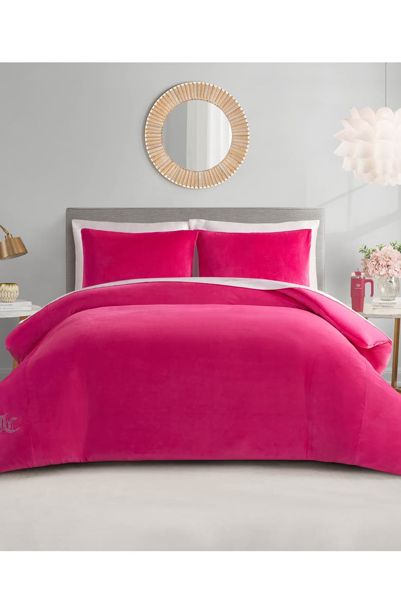 Juicy Couture Pink Velour Comforter Set, Alternate, color, 