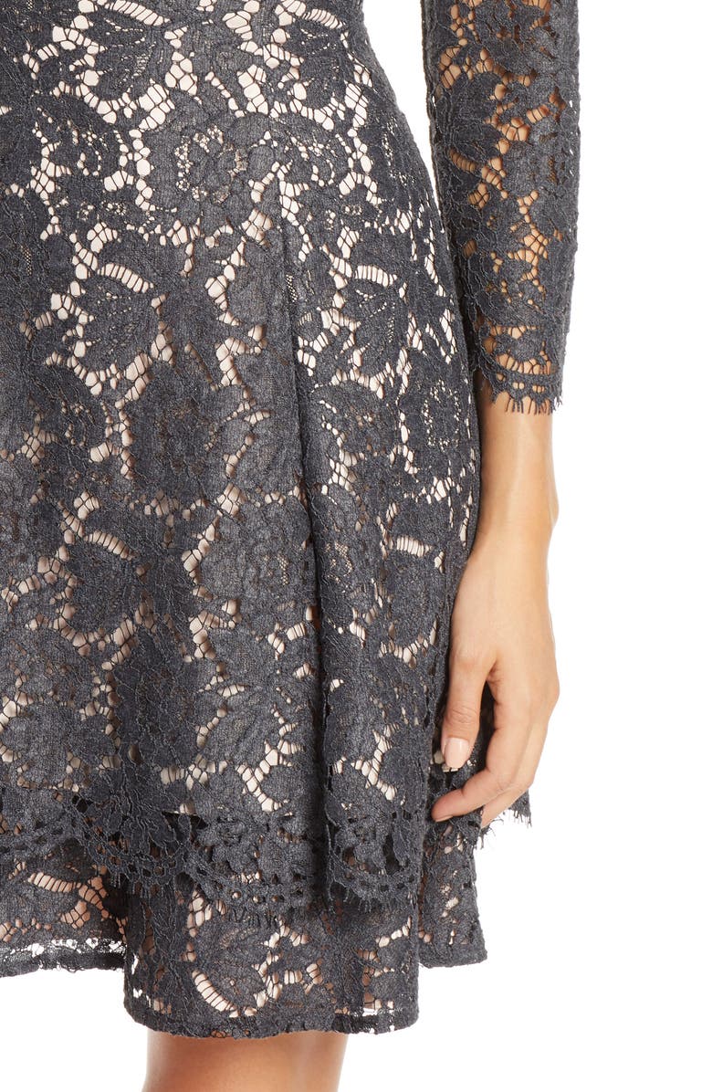 Eliza J Long Sleeve Lace Fit & Flare Dress, Alternate, color, 