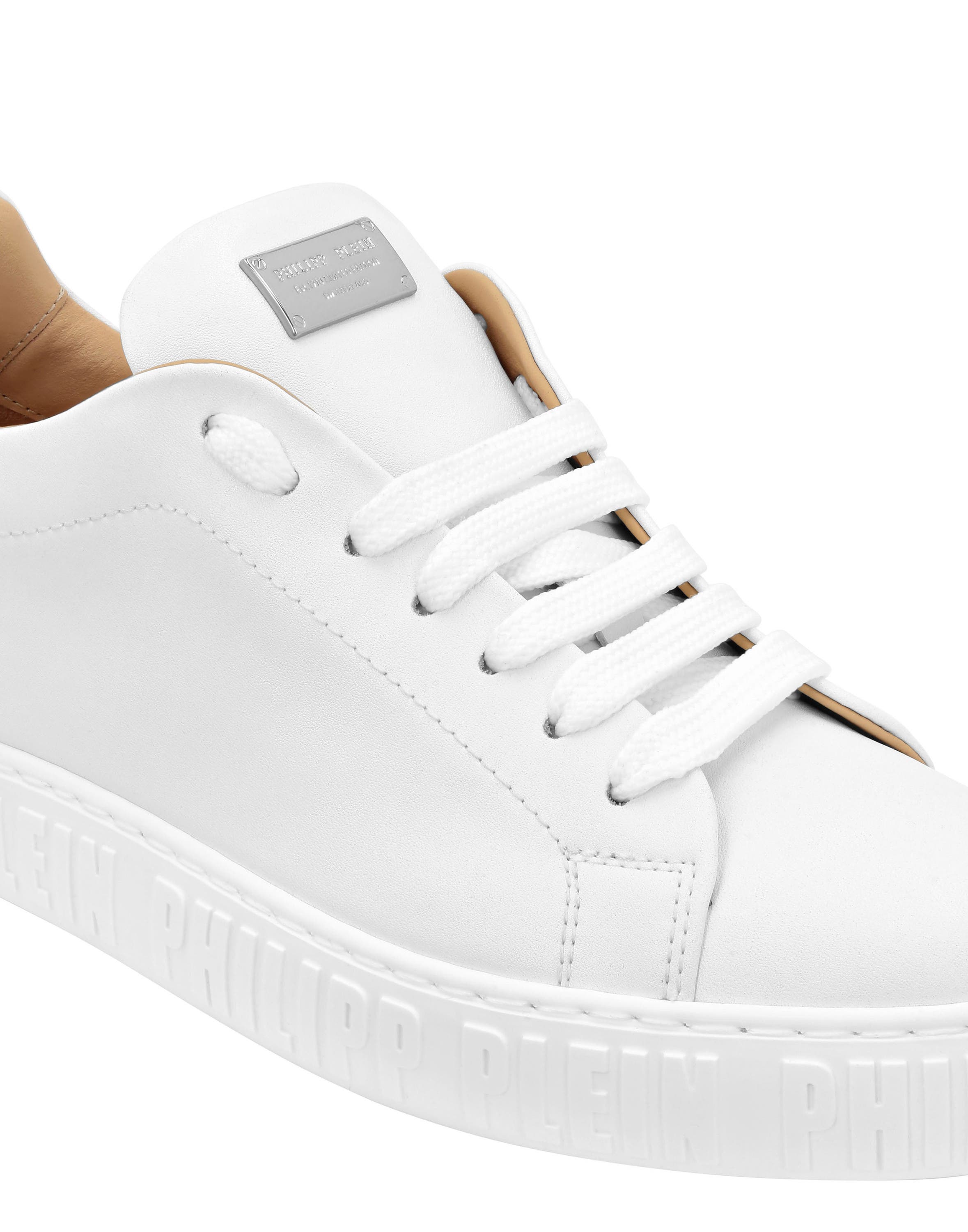 Nappa Leather Low Top Sneakers Women, Alternate, color, white