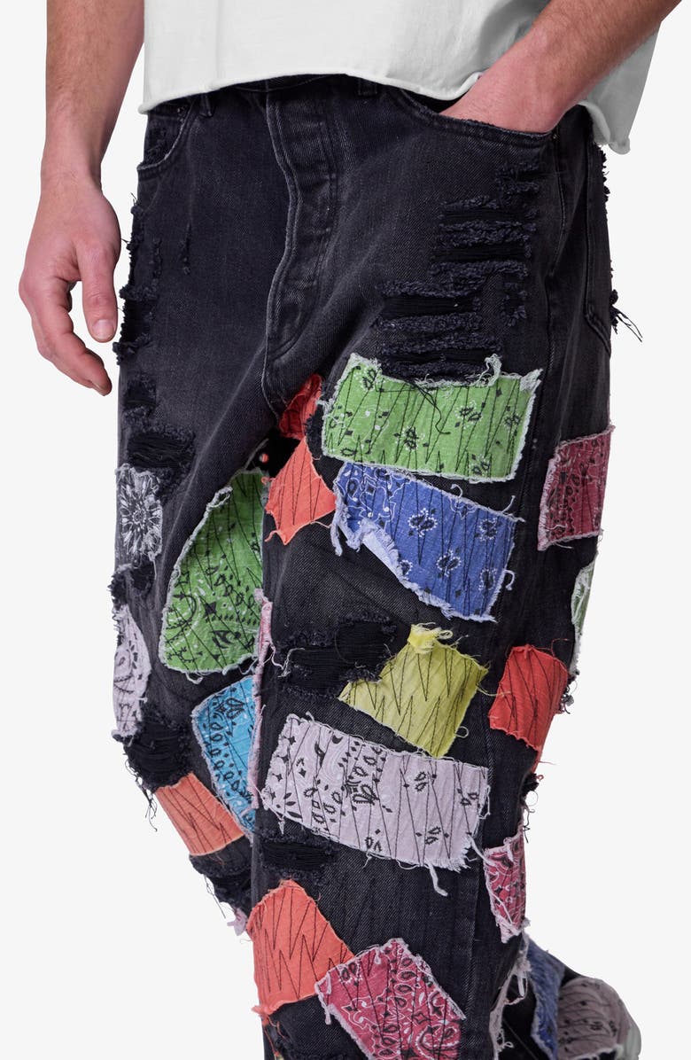 mnml Bandana Patch Ultra Baggy Jeans, Alternate, color, Washed Black