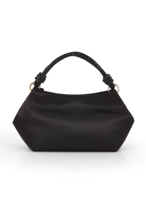 Noelle Crystal Handle Satin Pouch