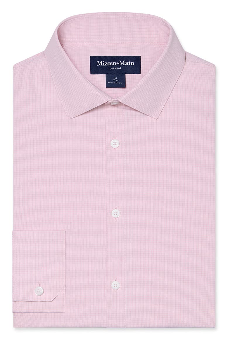 Leeward Trim Fit Plaid Dress Shirt, Alternate, color, THISTLE LEVI PLAID