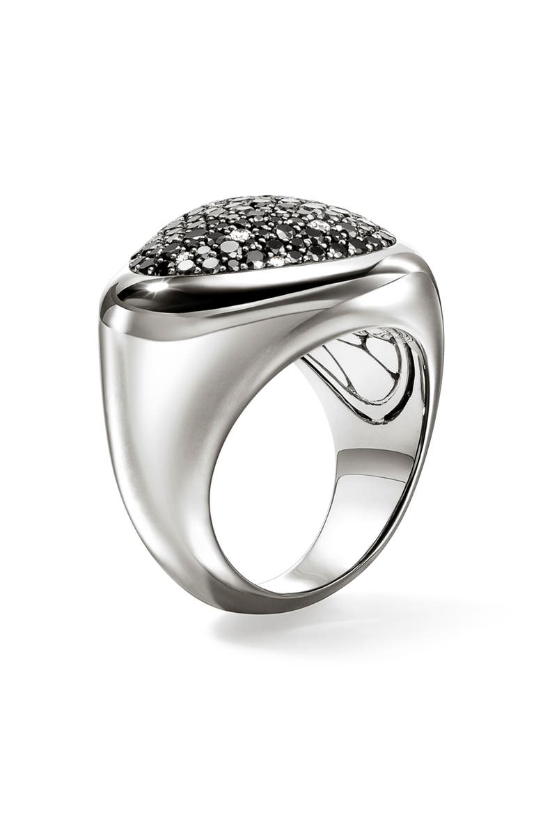 John Hardy Pebble Ring, Sterling Silver, Black Sand Diamond Pavé, Alternate, color, 