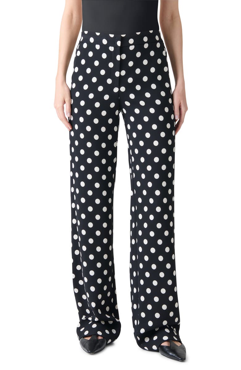Akris punto Marla Polka Dot Straight Leg Pants, Main, color, Black-Cream
