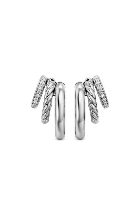 Mercer Sterling Silver Diamond Multi Row Earrings