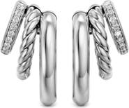 David Yurman Mercer Sterling Silver Diamond Multi Row Earrings