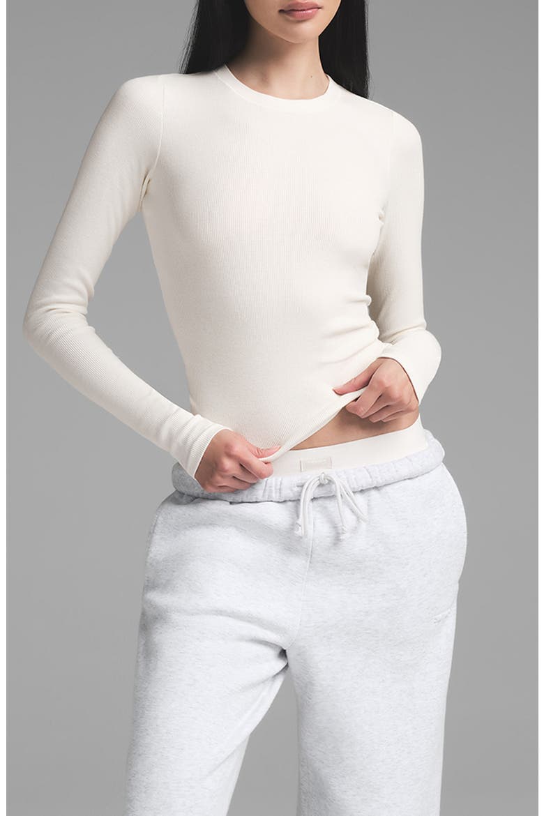 Stretch Cotton Rib Long Sleeve T-Shirt, Main, color, MARBLE
