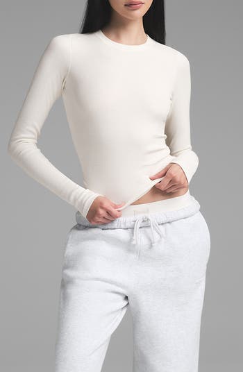 Stretch Cotton Rib Long Sleeve T-Shirt