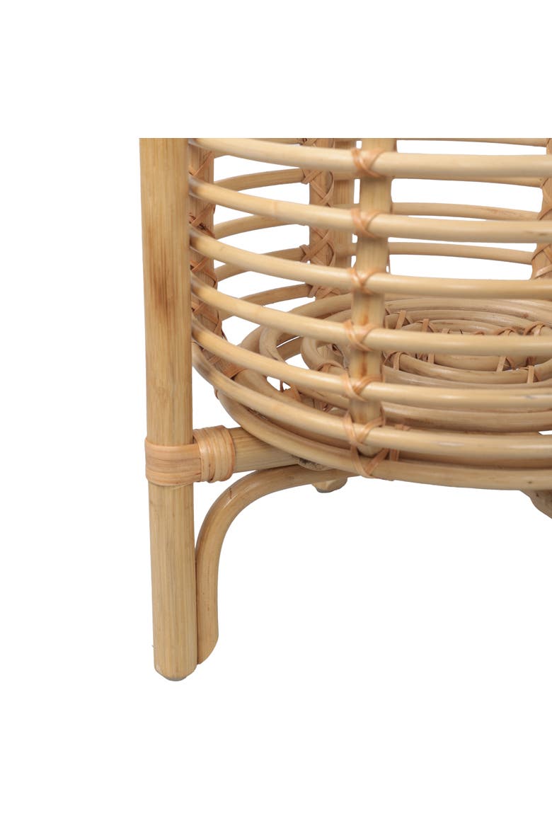 Zachariah 33.5" Bohemian Minimalist Handmade 2-Tier Rattan Indoor Planter Stand, Alternate, color, Natural