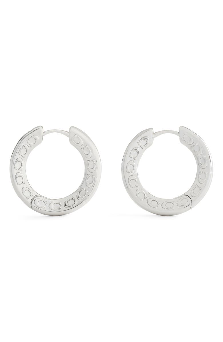 COACH Small Hoop Earrings, Alternate, color, Rhodium