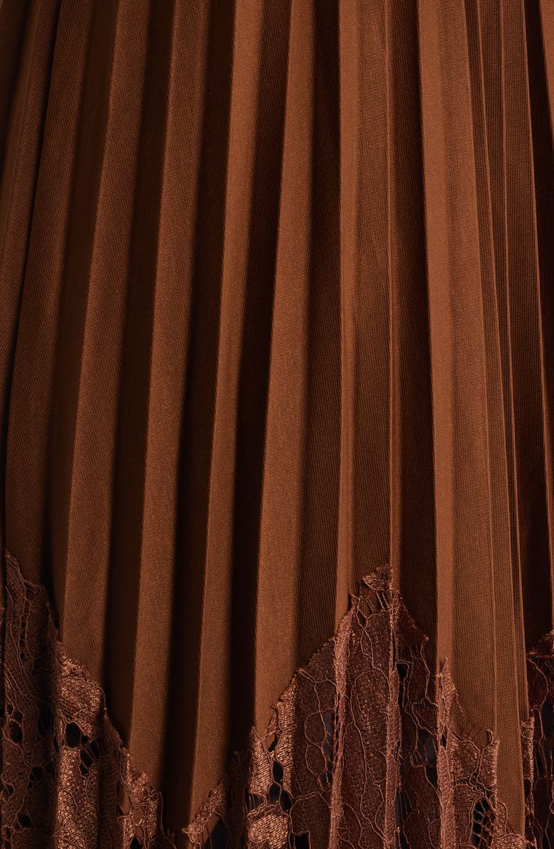 NIKKI LUND Sigrid Mixed Media Pleated Skirt, Alternate, color, Brown