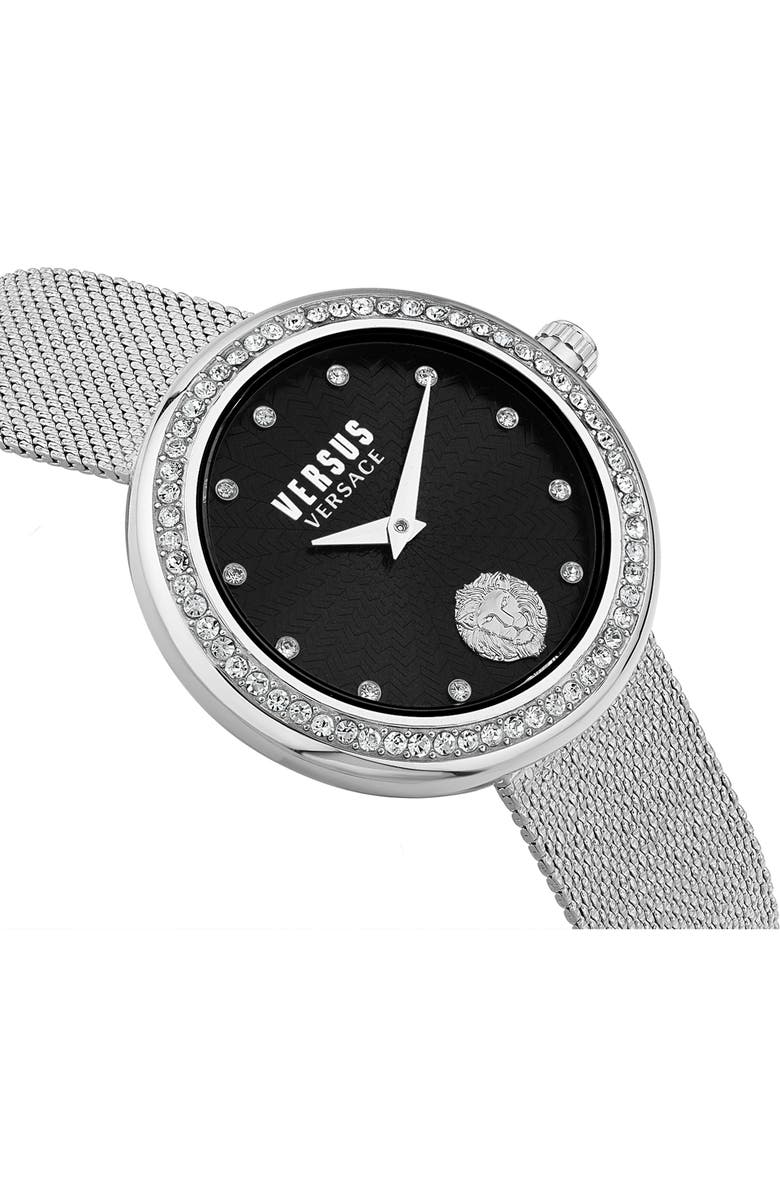 VERSUS Versace Lea Crystal Mesh Strap Watch, 35mm, Alternate, color, Stainless Steel
