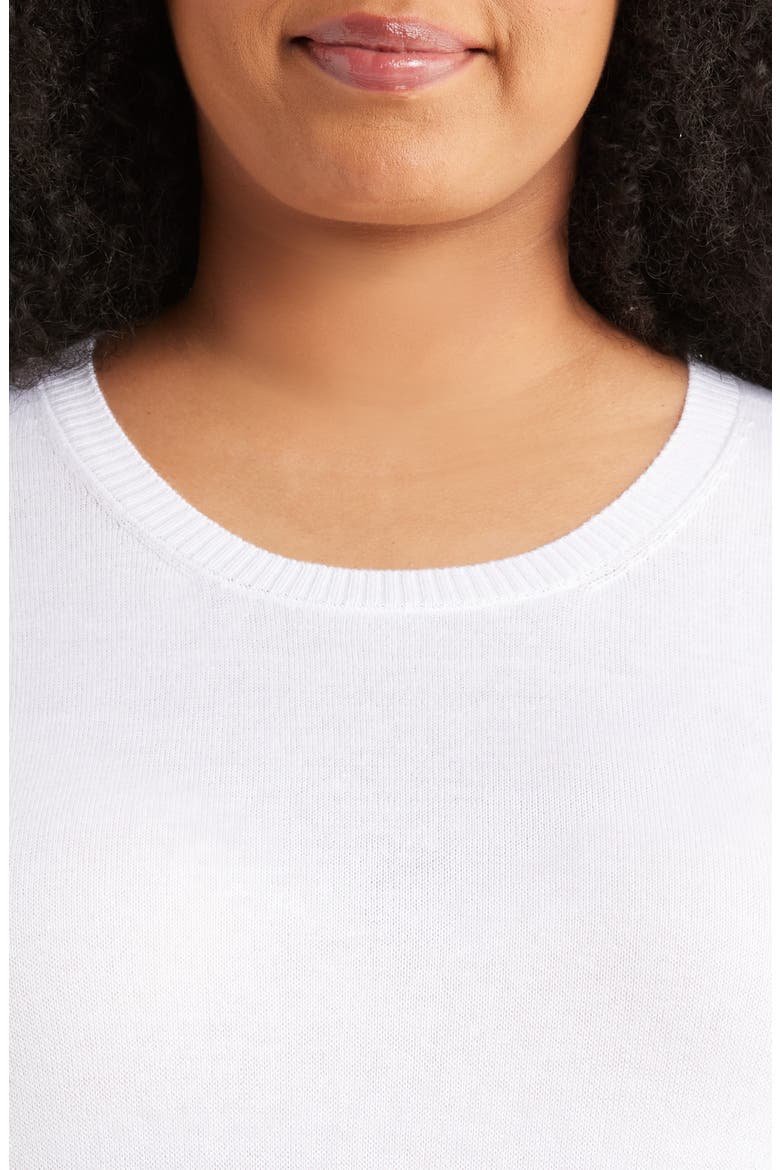 Short Sleeve Cotton Blend Crewneck Sweater, Alternate, color, WHITE