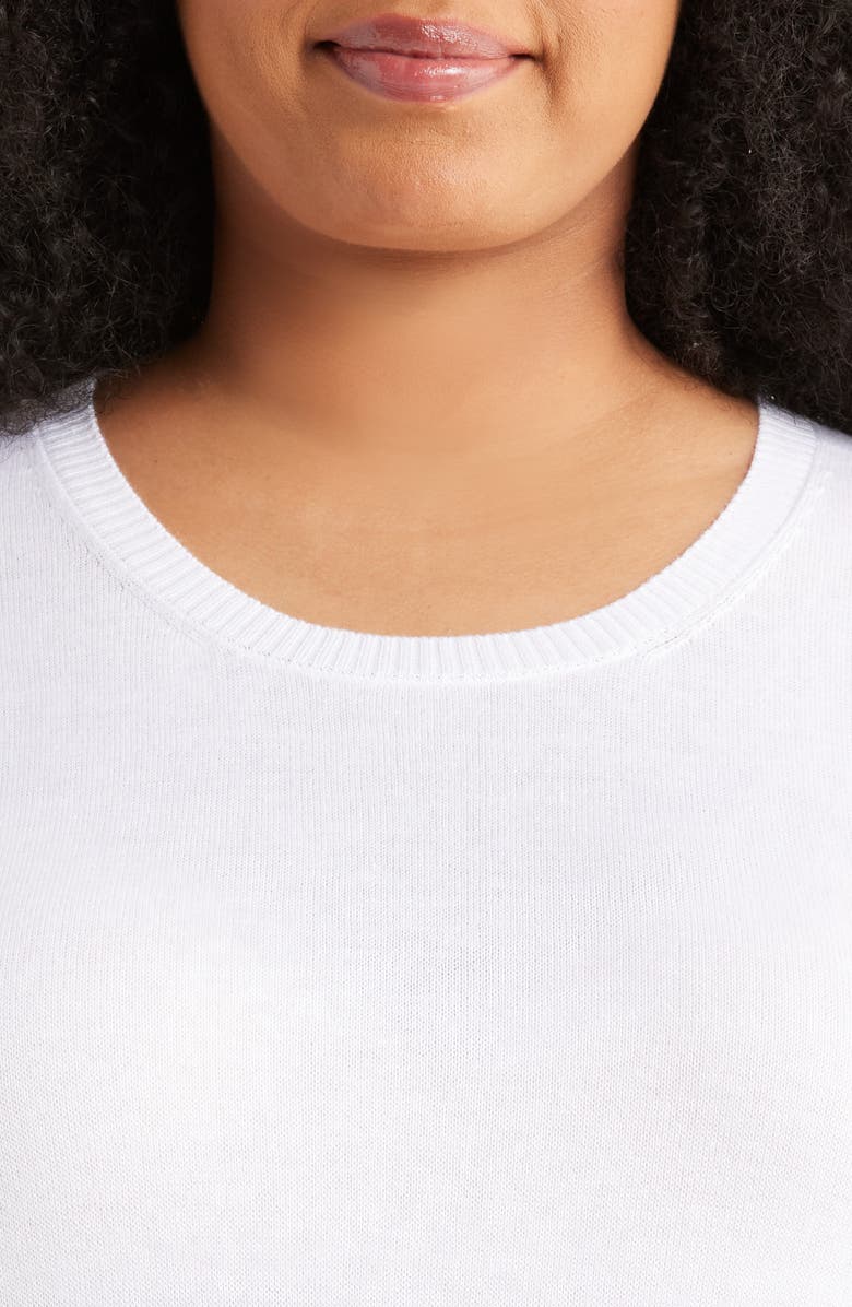 Short Sleeve Cotton Blend Crewneck Sweater