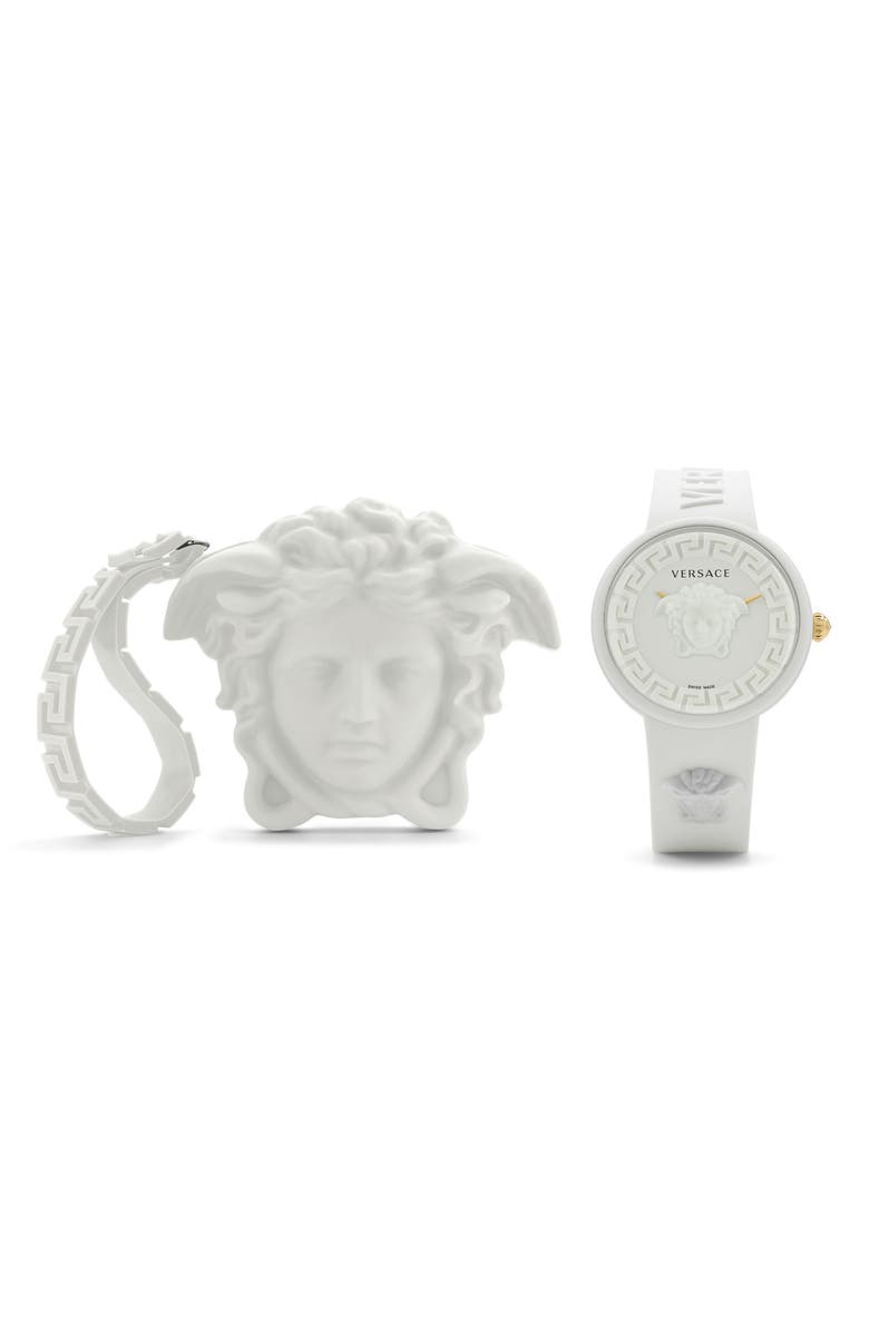 Versace Medusa Pop Silicone Watch, 39mm, Main, color, White