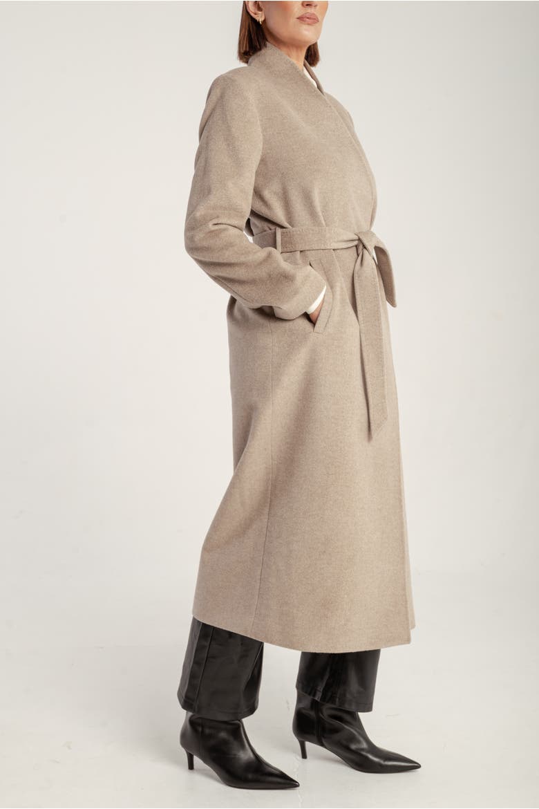 Cashmere Belted Long Coat, Alternate, color, Natural Brown