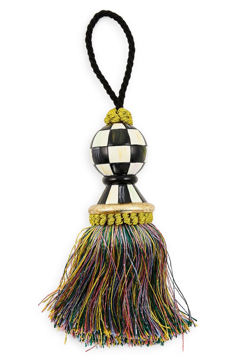MACKENZIE CHILDS Courtly Check Tassel, Alternate, color, Black
