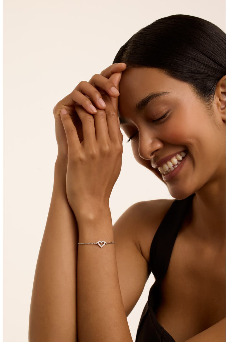 Amorita Halo Heart Bracelet, Alternate, color, SILVER TONE/ CLEAR CRYSTAL
