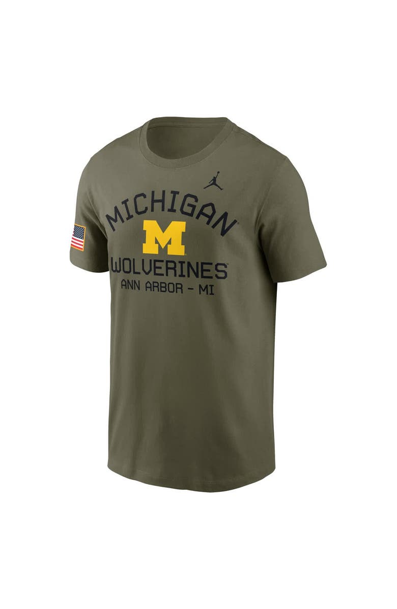 Jordan Brand Men's Jordan Brand Olive Michigan Wolverines 2024 Military Appreciation Performance T-Shirt, Alternate, color,