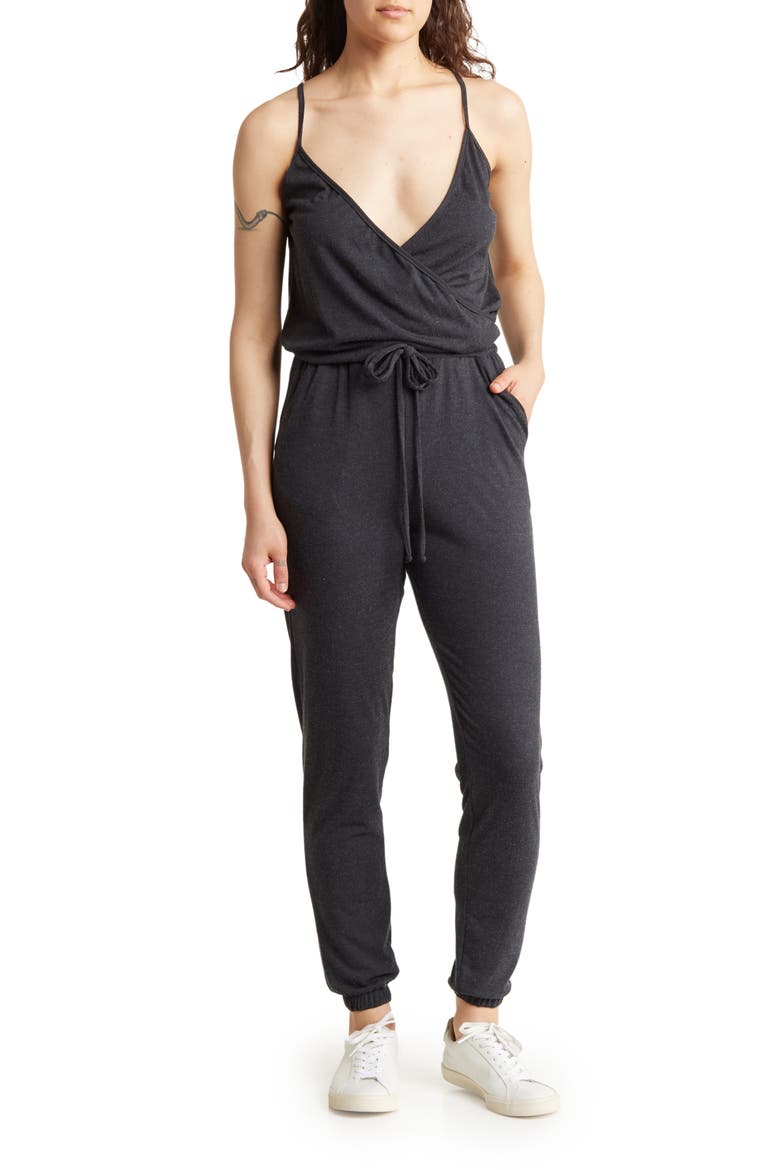 Drawstring Sleeveless Jumpsuit, Main, color, CHARCOAL